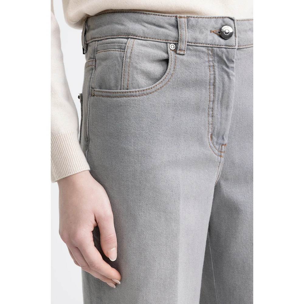 PESERICO Geknipte broek in katoenen denim Gray Dames
