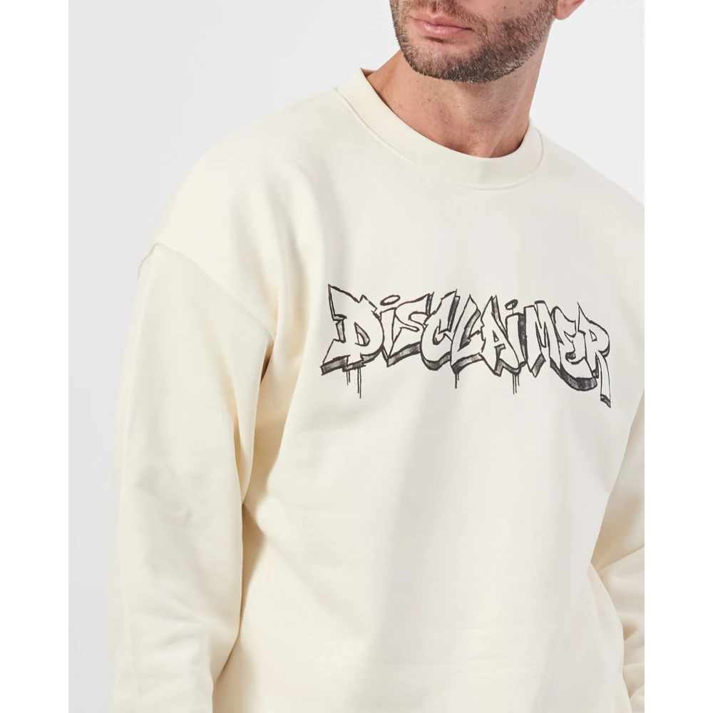 Disclaimer Witte Crewneck Lange Mouw Logo Sweatshirt White Heren