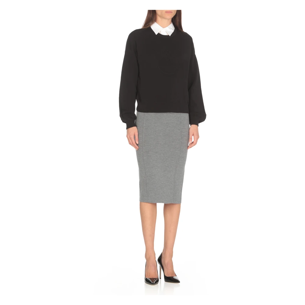 pinko Zwarte Katoenmix Sweater Love Birds Black Dames