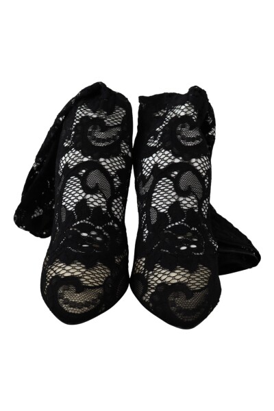 DG Black Taormina Lace Socks Boots Buty Pumps