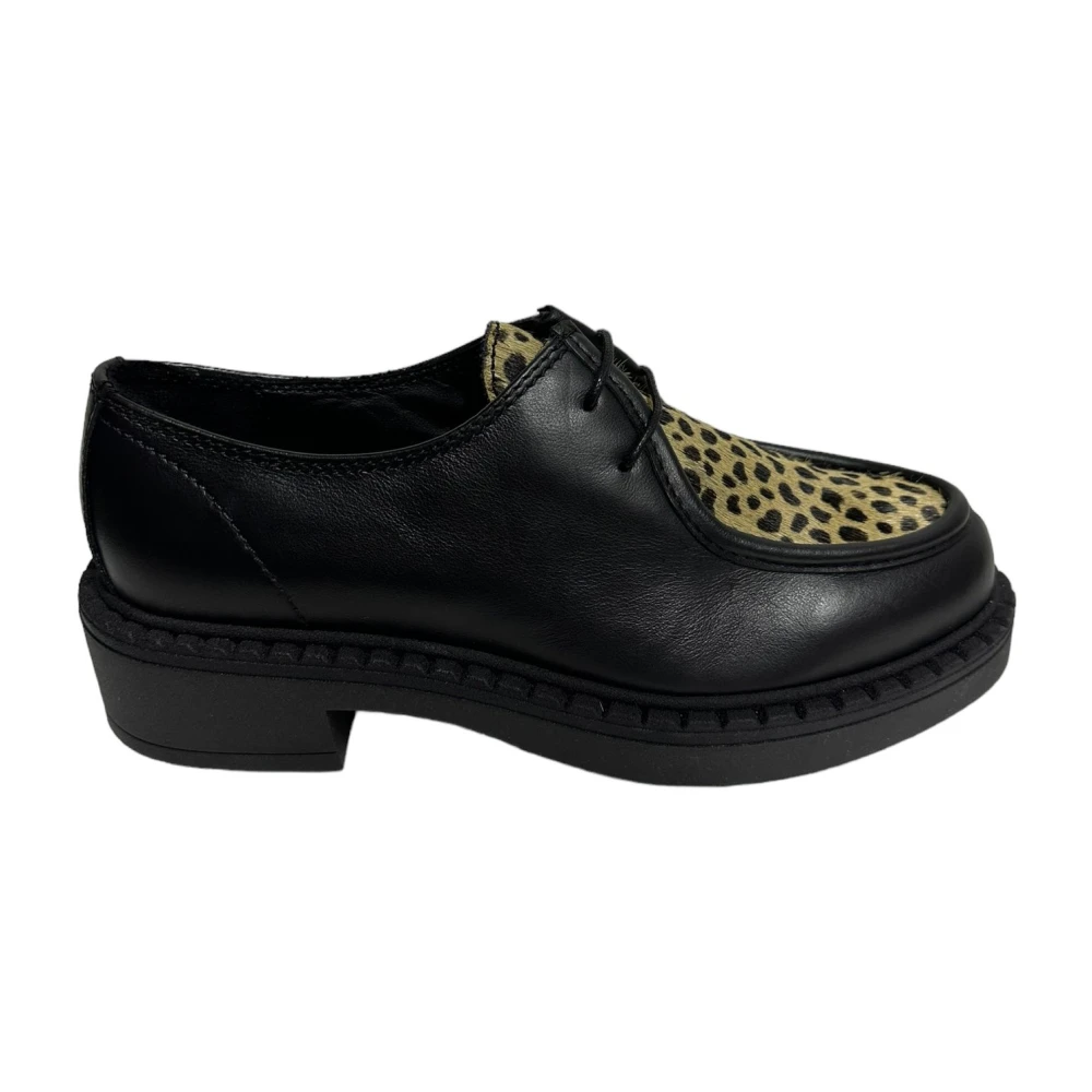 Marco Ferretti Luipaardprint Leren Lage Schoenen Black Dames