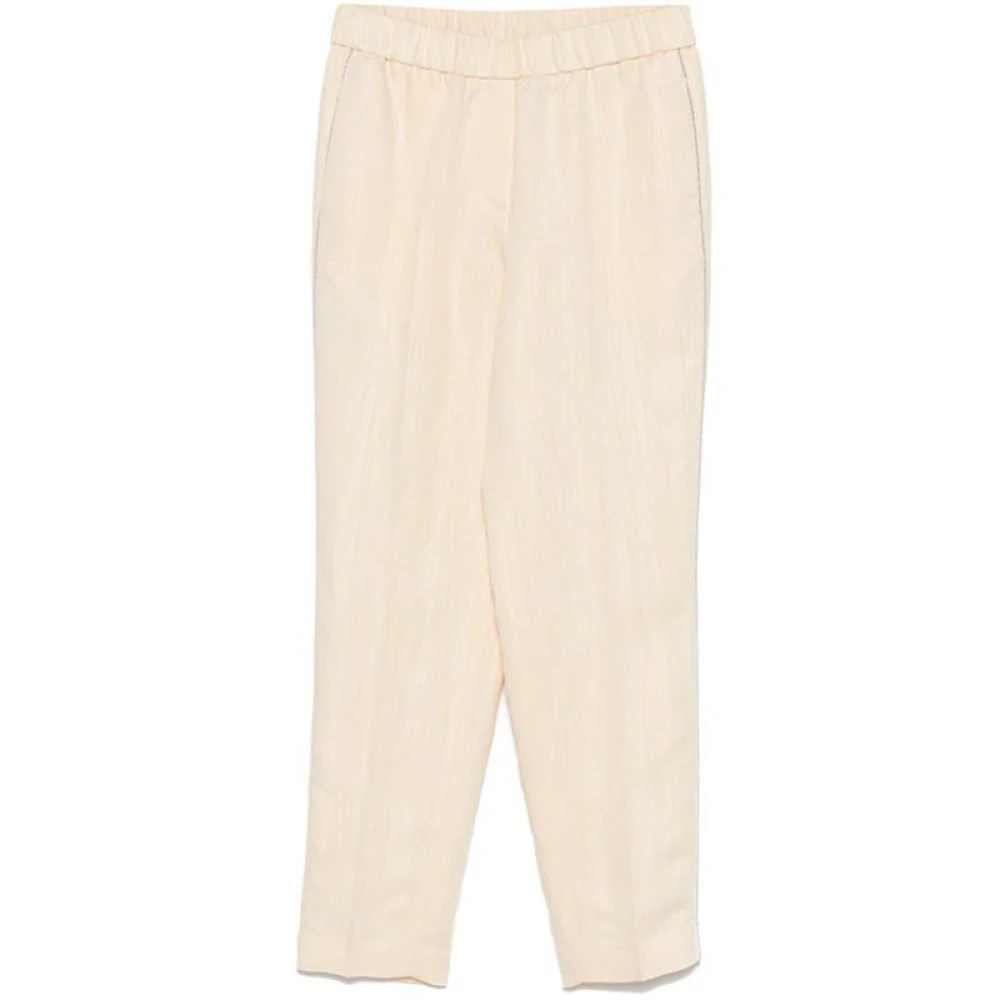 PESERICO Gele broek met kraalrand Beige Dames