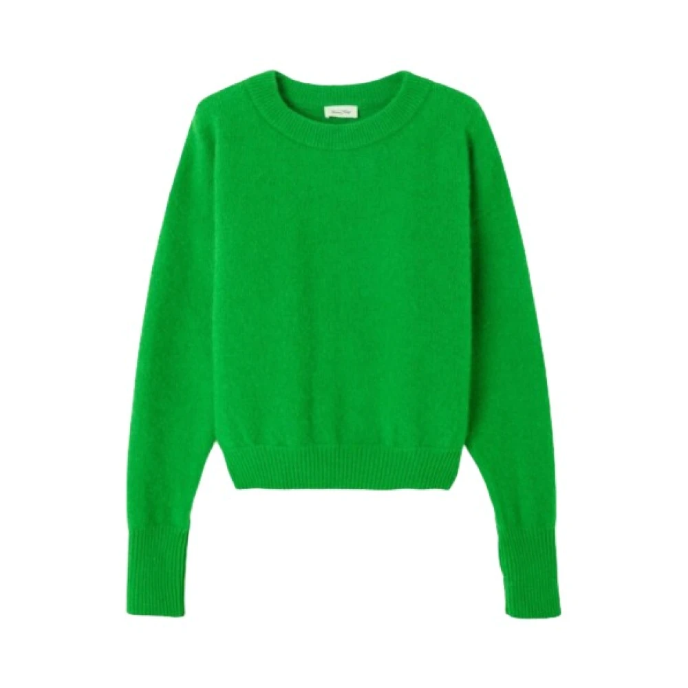 American Vintage Women's Green Round-Neck Knitwear, M/L, Vitow Pullover