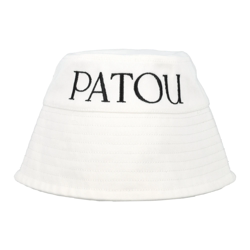 Patou Witte Bucket Hat met Geborduurd Logo White Dames