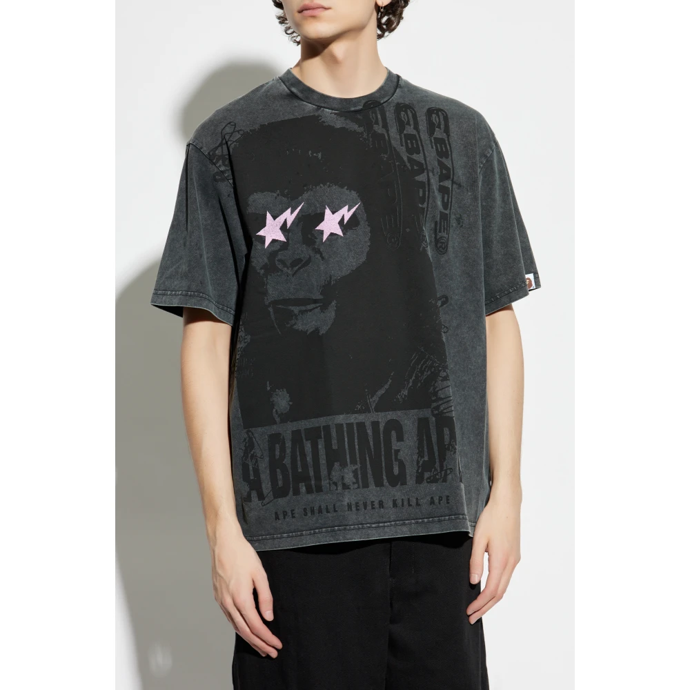 A Bathing APE T-shirt met logo Gray Heren