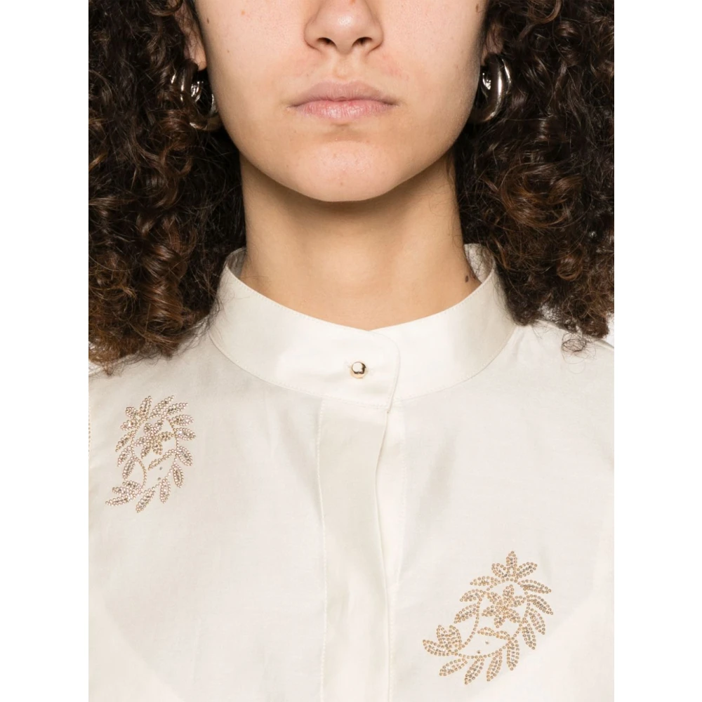 Max Mara Witte Shirt met Kristalversiering White Dames