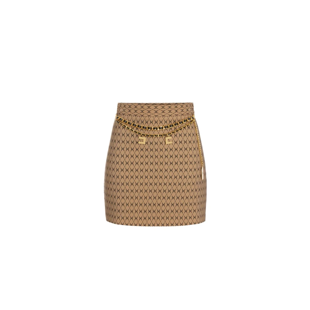 Elisabetta Franchi Mini Rok met Rhombus Print en Ketting Brown Dames