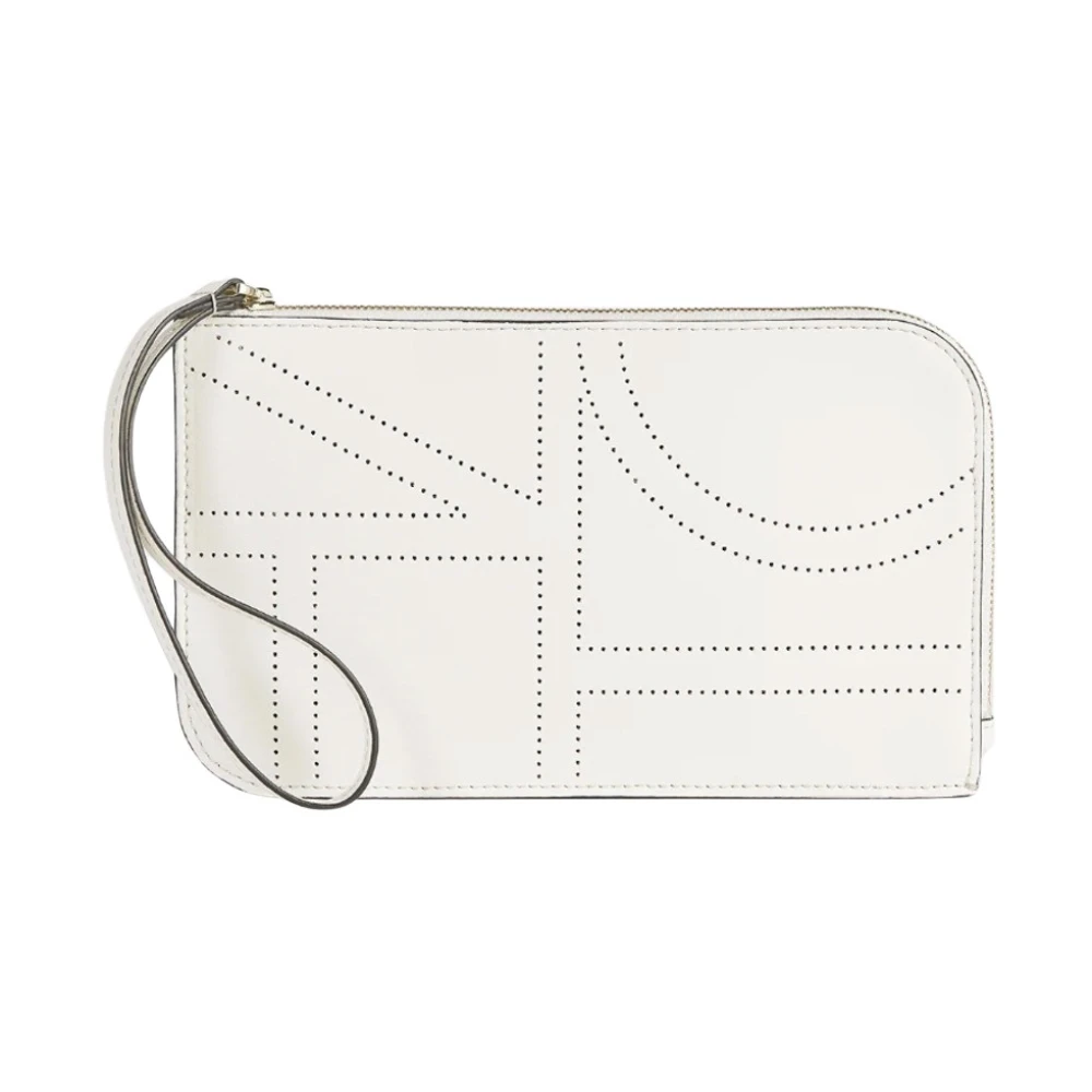 TotêMe Monogram Leren Pols Pouch Beige Dames