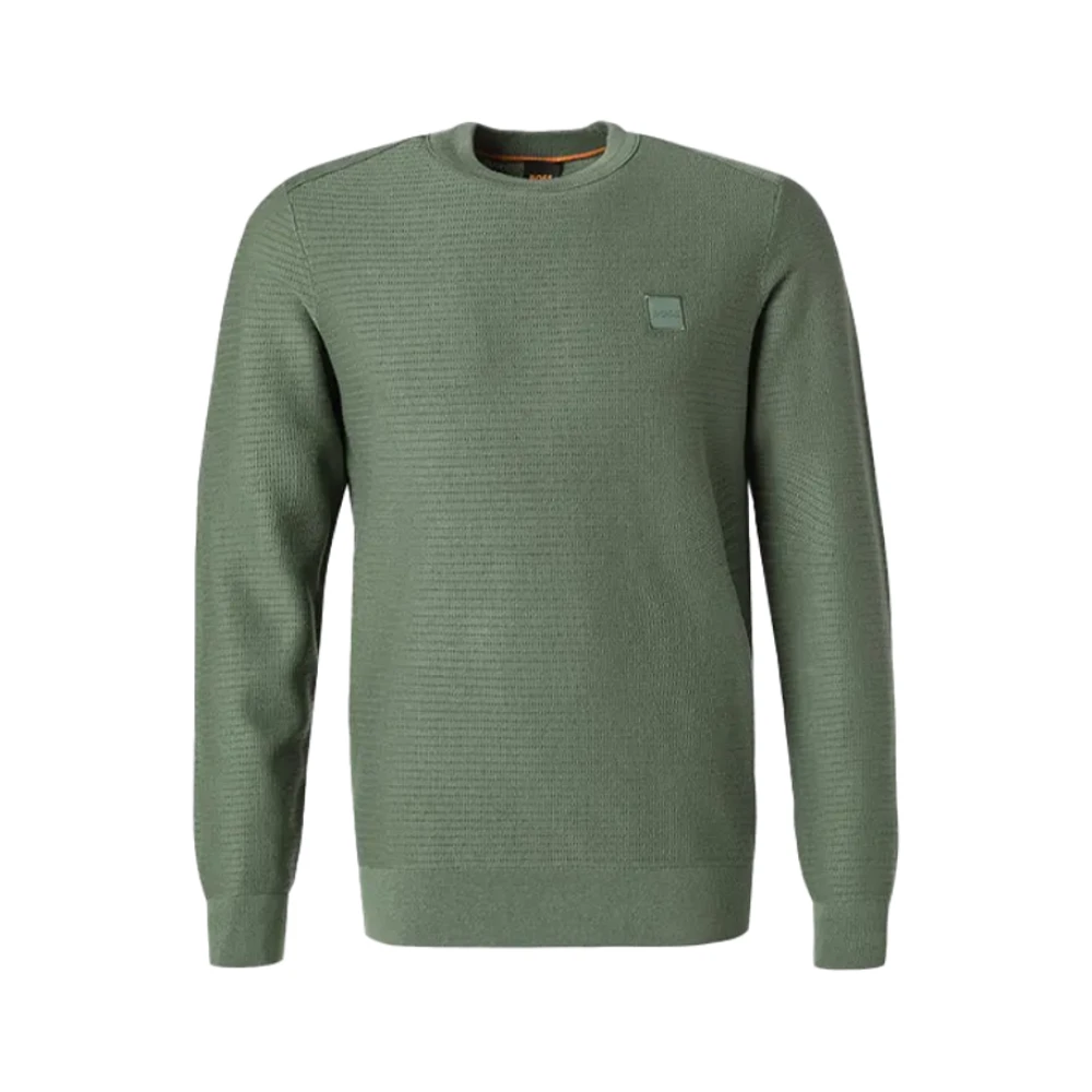 Hugo Boss Zachte Katoen Kasjmier Gebreide Trui Green Heren