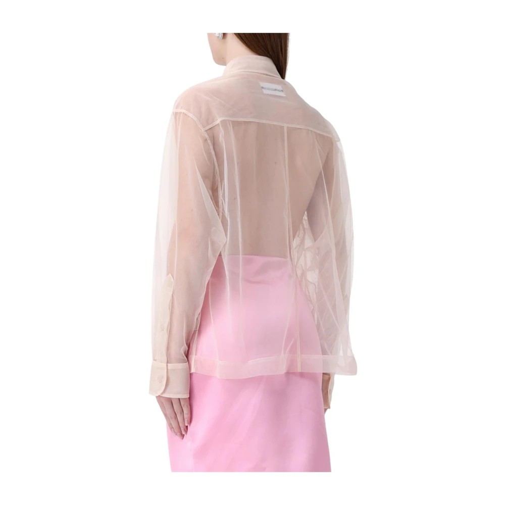 DES Phemmes Doorschijnende Casual Shirt met Decoratieve Borduurwerk Beige Dames