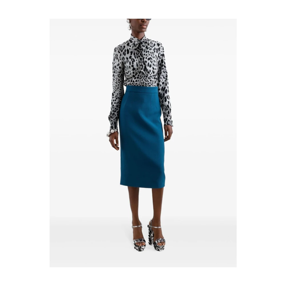 Dolce & Gabbana Luipaardprint Zijden Charmeuse Shirt Gray Dames