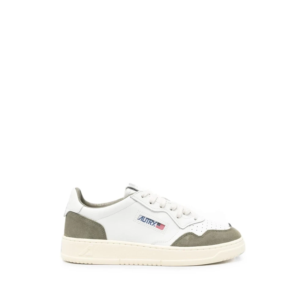 Autry Uomo Bianco/Smoked Green Sneaker Medalist Low In Pelle E Suede - Immagine 4