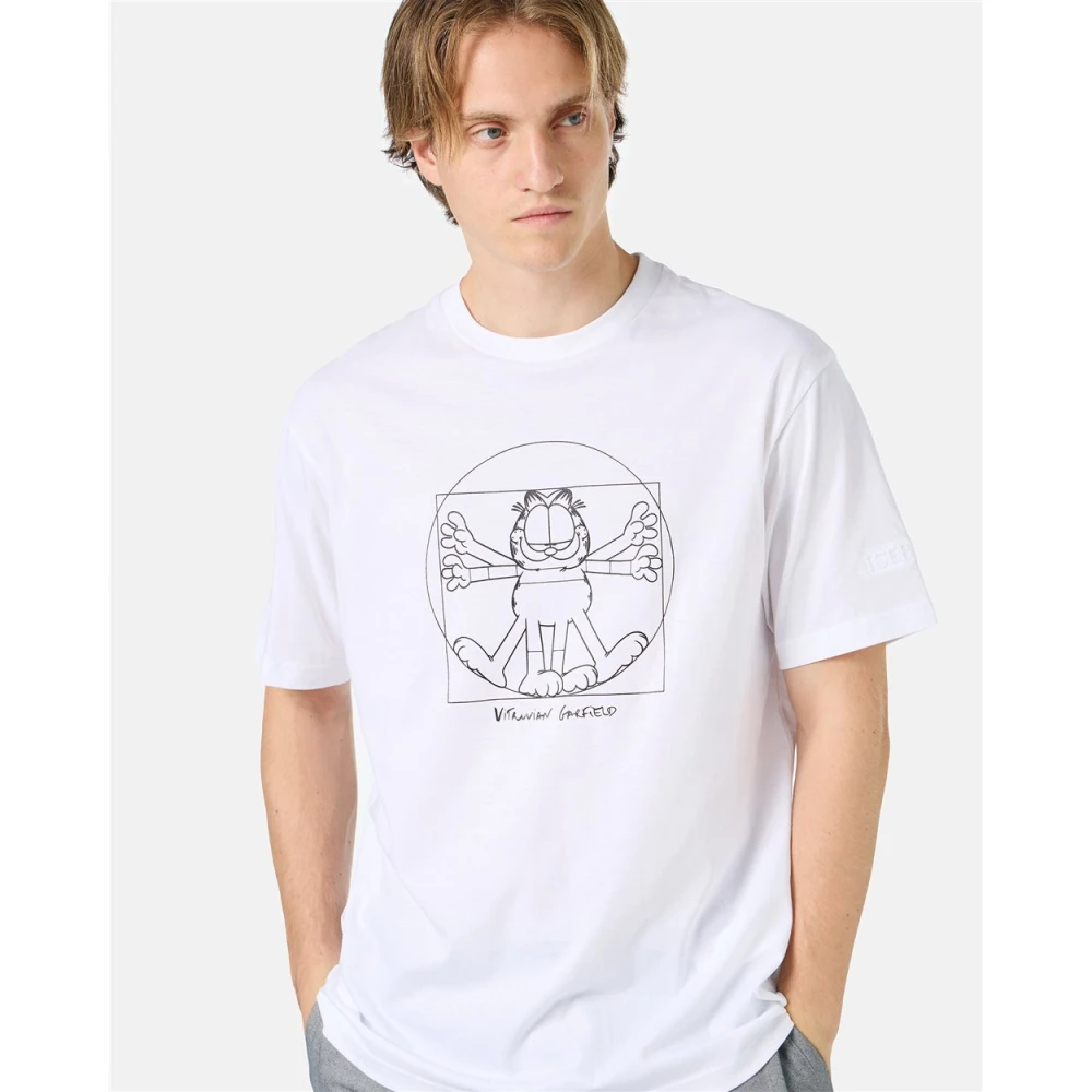 Iceberg T-shirt met Vitruviaans Garfield-print White Heren