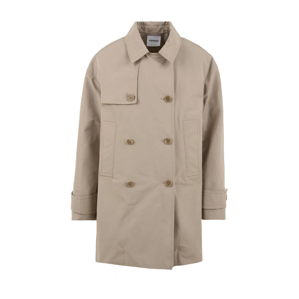 Aspesi Double-Breasted Coat Beige Dames