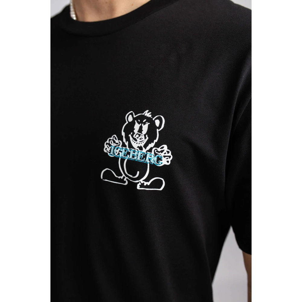 Iceberg Zwart Bear T-Shirt voor Heren Black Heren