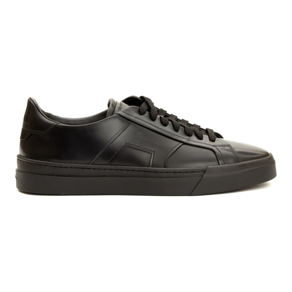 Santoni Men's Black Sneakers, 6 Uk, Double Buckle Sneaker