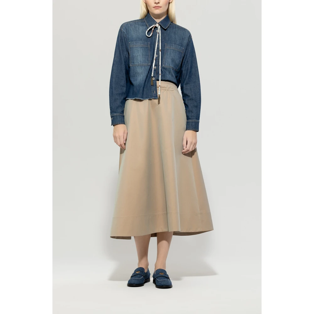 LUISA CERANO Denim overhemd met rafelige zoom Blue Dames