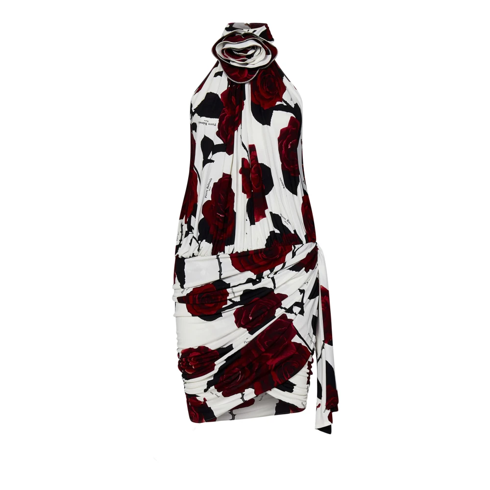 Balmain Rose Printed Ruched Mini Jurk Multicolor Dames