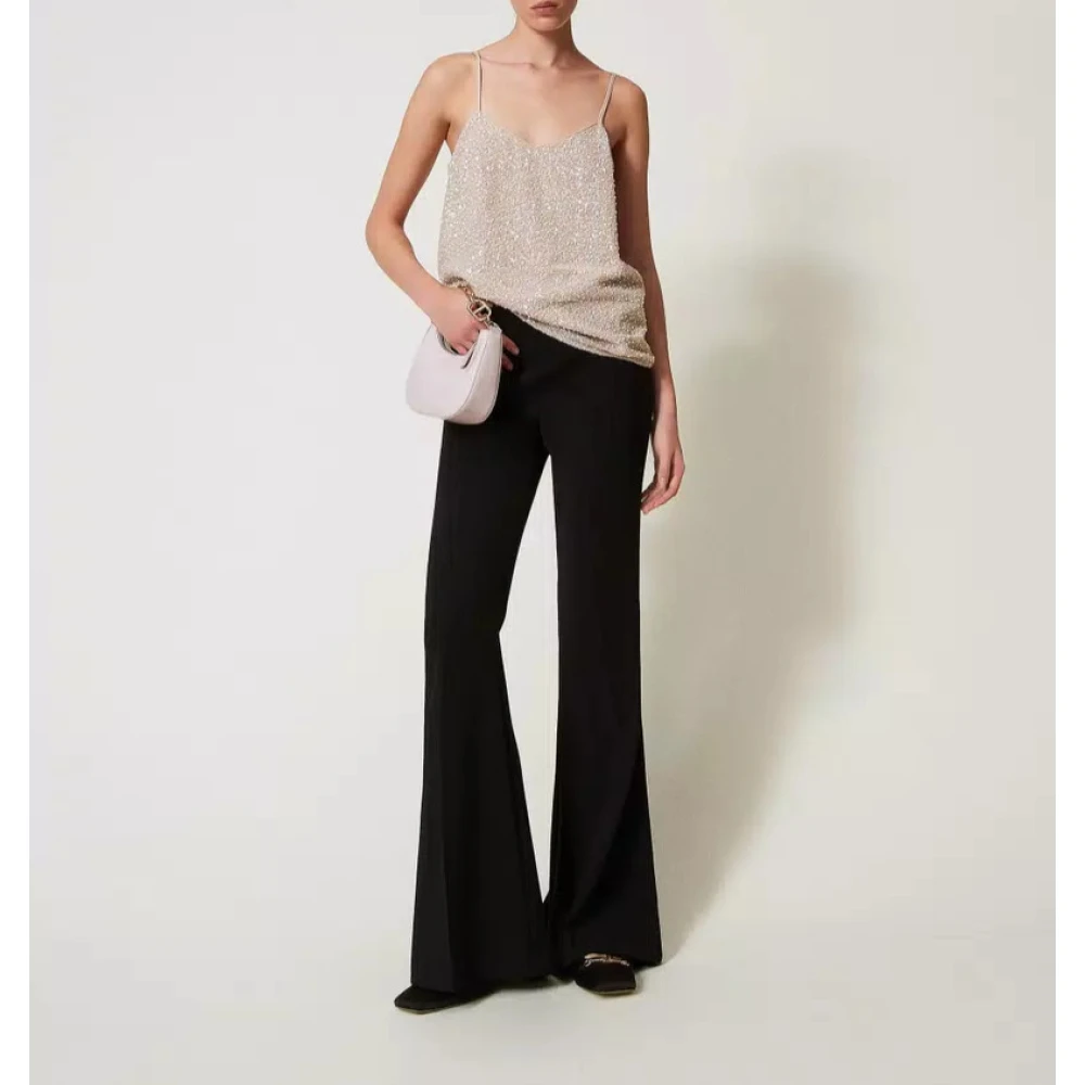Twinset Top met pailletten en parels Beige Dames