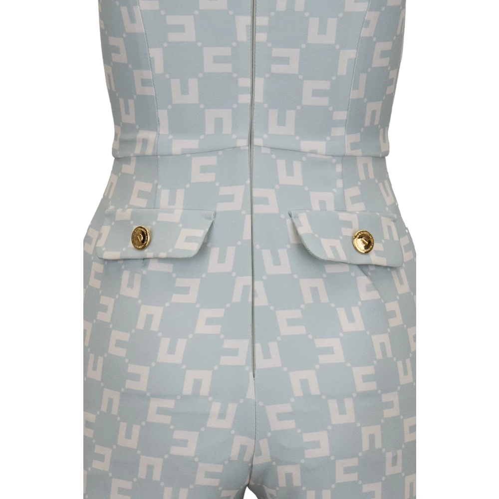 Elisabetta Franchi Chique Jumpsuit met rits en gouden accenten Blue Dames