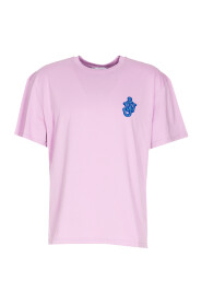 Roze Katoenen Crewneck T-Shirt met Logo Patch