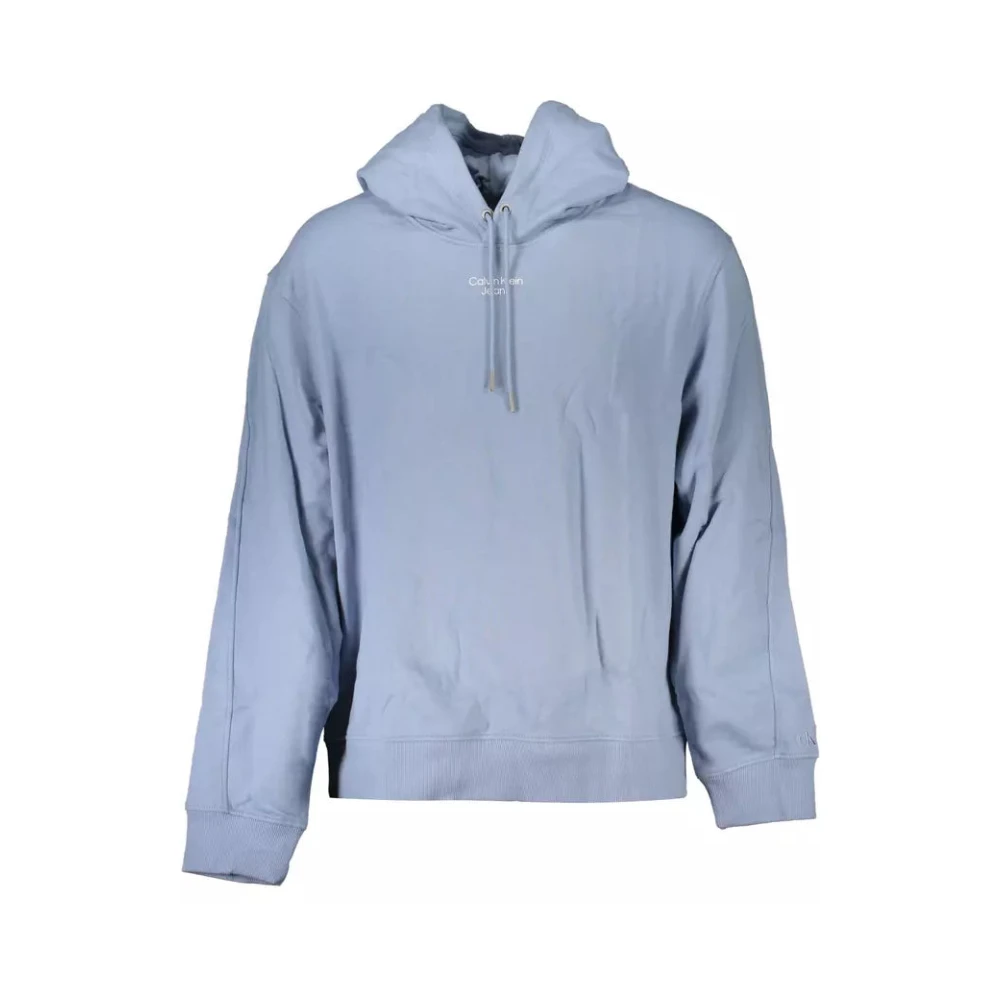 Calvin Klein Men's Blue Cotton Hoodie With Elegant Design - Hoodies - 2XL- Sweatshirts & Hoodies