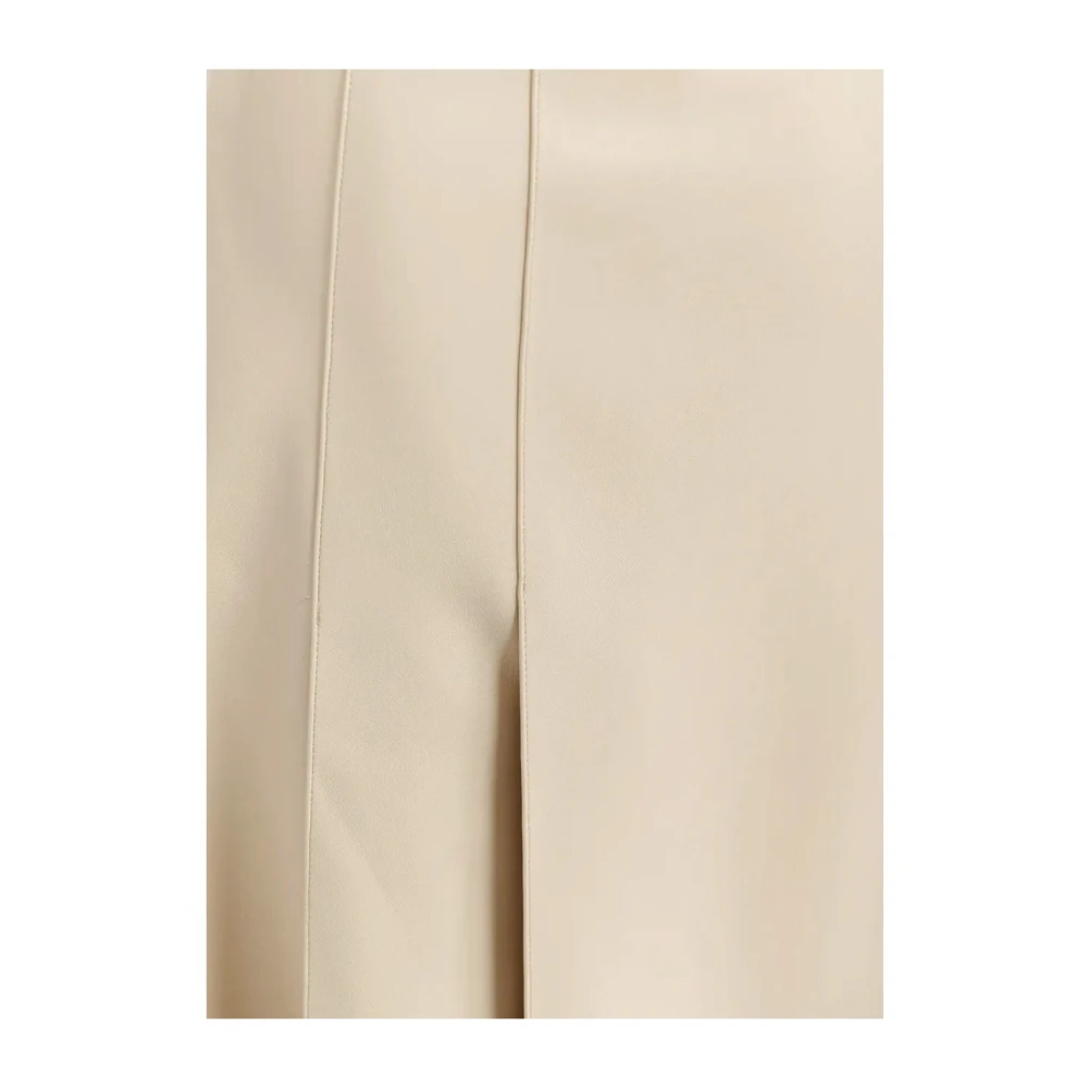 Essentiel Antwerp Ecru Faux Leather A-Line Midi Rok Beige Dames