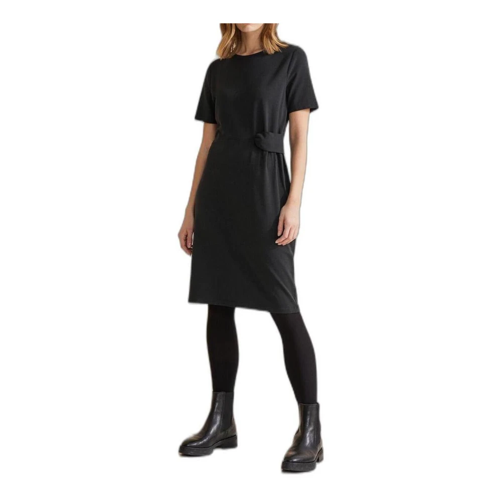 Street One Zwarte Jersey Jurk met Knoopdetail Black Dames