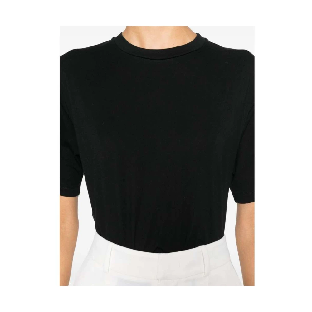 Mazzarelli Zwart Katoenmix Ronde Hals T-shirt Black Dames
