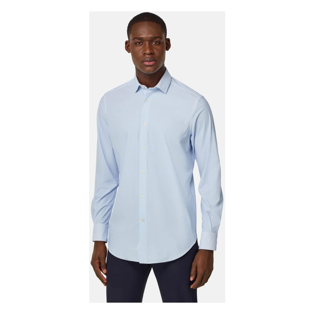 Boggi Milano B Tech Slim Fit Stretch Nylon Overhemd Blue Heren