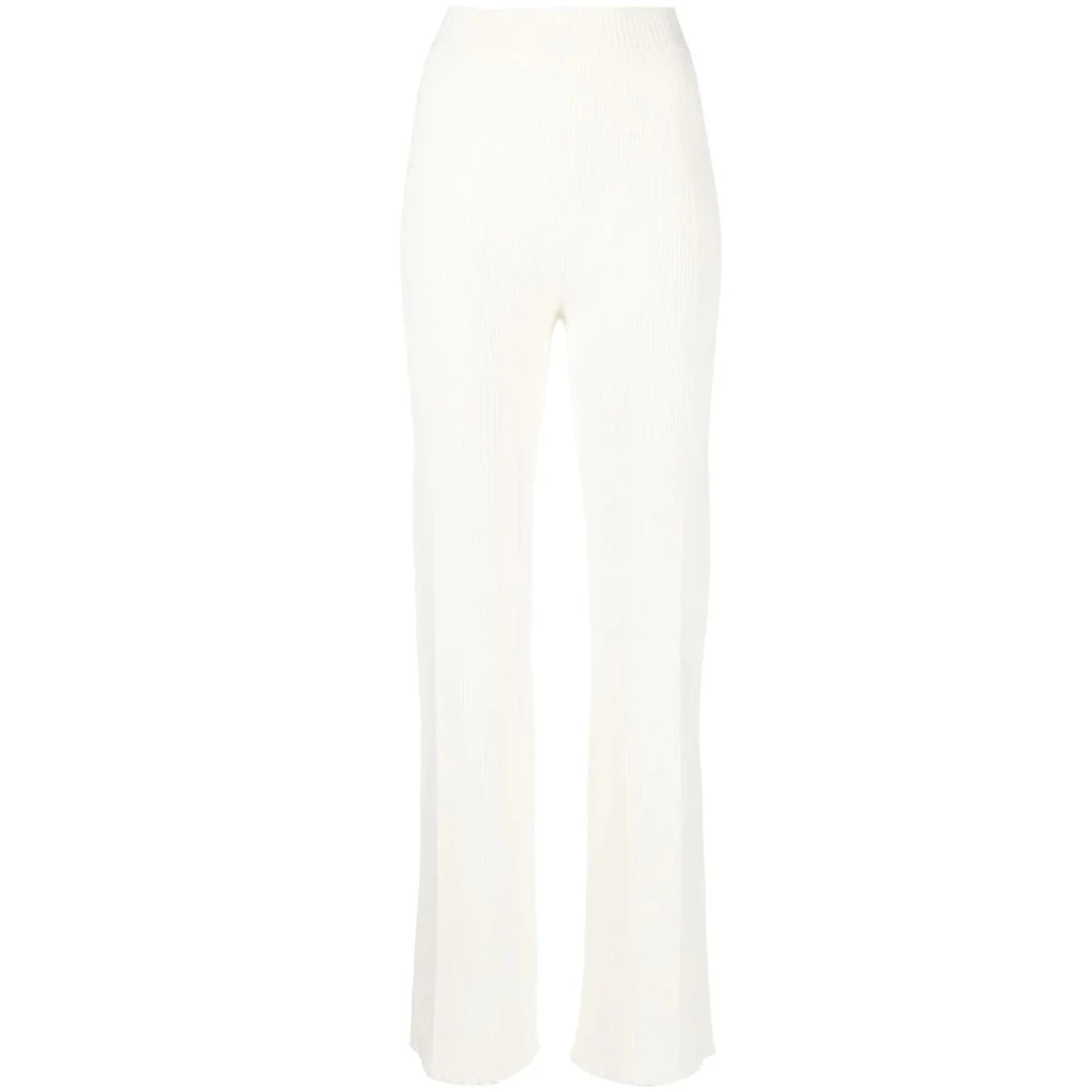 Aeron Beige Ribbed Straight Casual Jeans - Female - Straight Trousers - Xs - Trousers