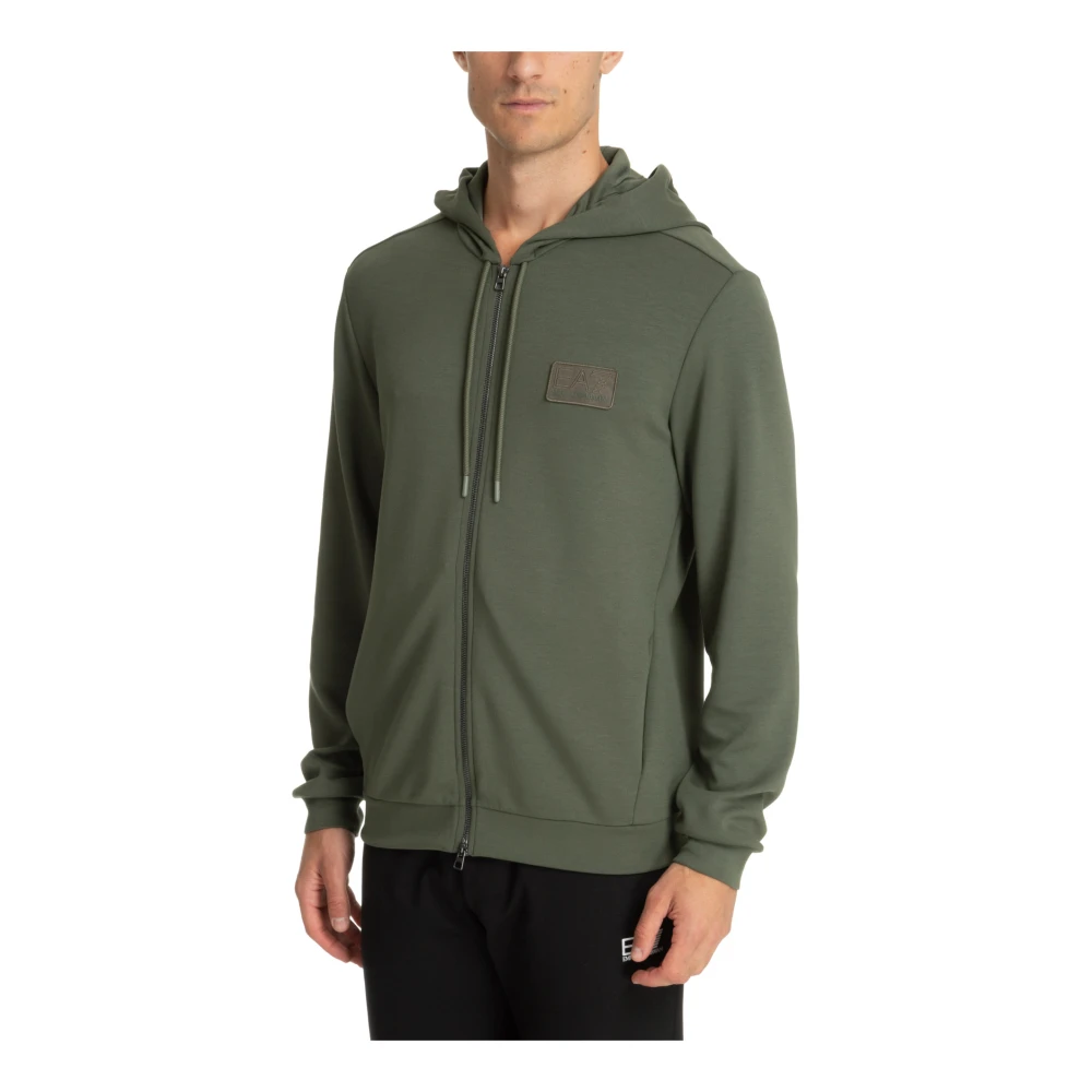 Emporio Armani EA7 Hoodie met rits en logo Green Heren