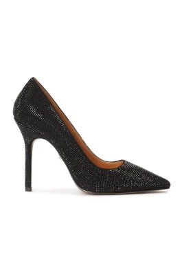 Svarta stiletto pumps dekorerade med kristaller