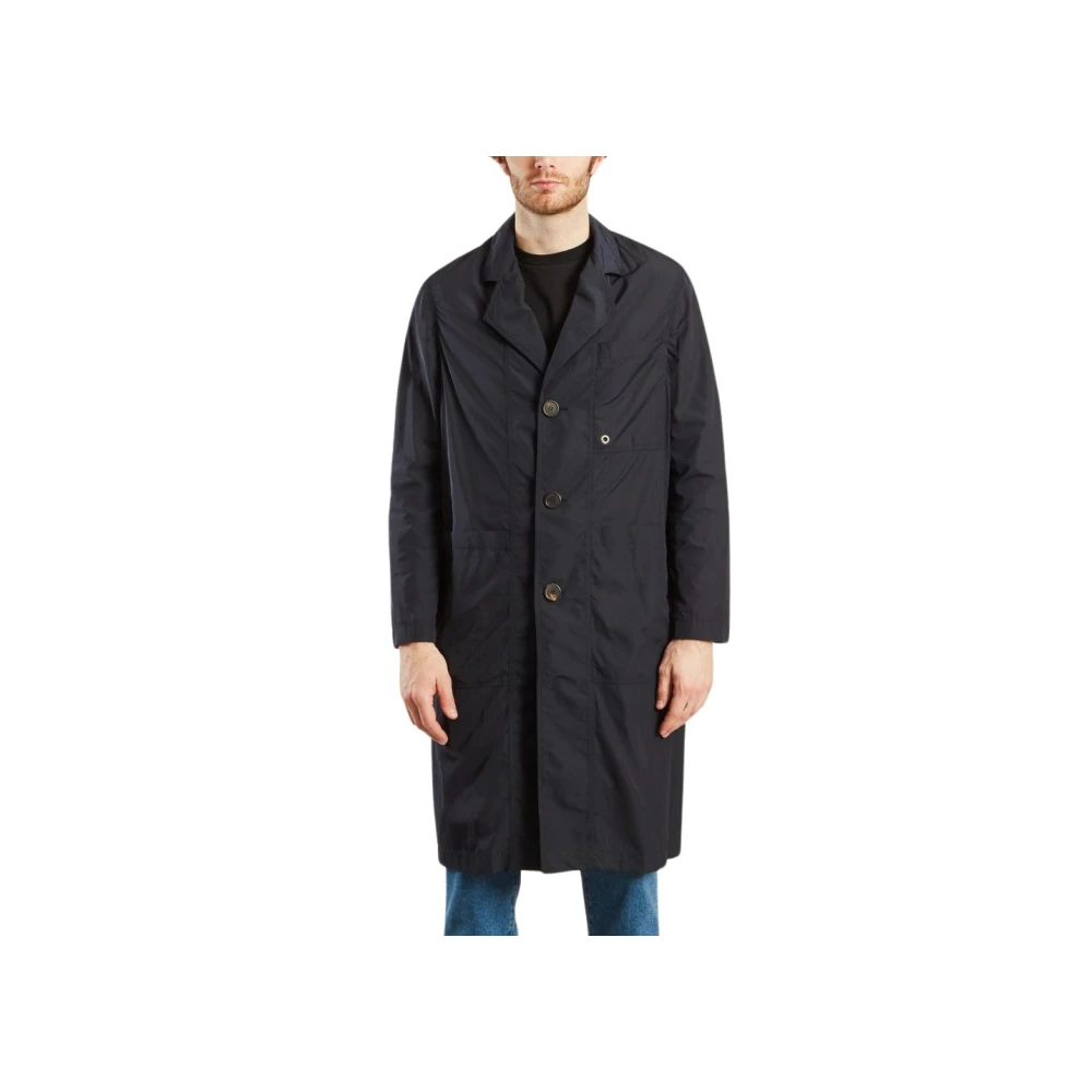 Études Navy Blauwe Duster Coat Blue Heren