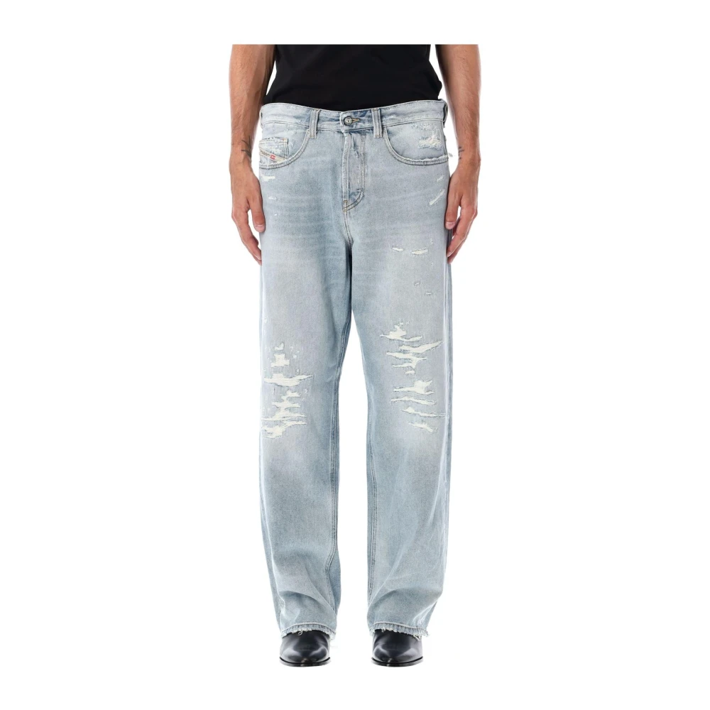 Diesel Herren Blau Distressed Straight Leg Denim Jeans