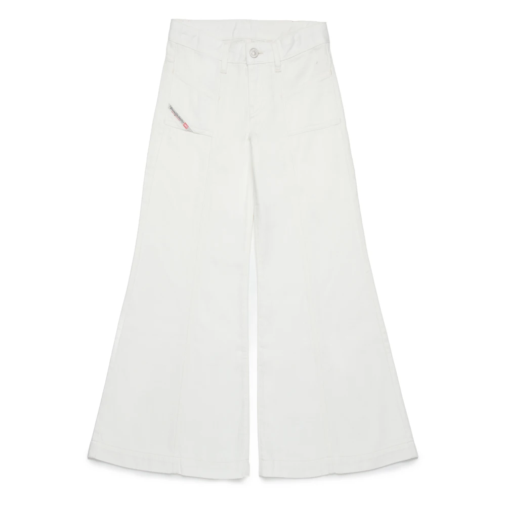 Diesel Girls White Jeans, 14 Y, Flare Jeans
