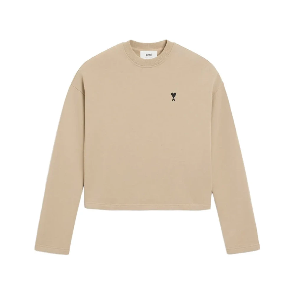 Ami Paris Vrouw Beige Hoodies & Sweatvesten Dames, M, Katoen, Ami De Coeur Sweatshirt