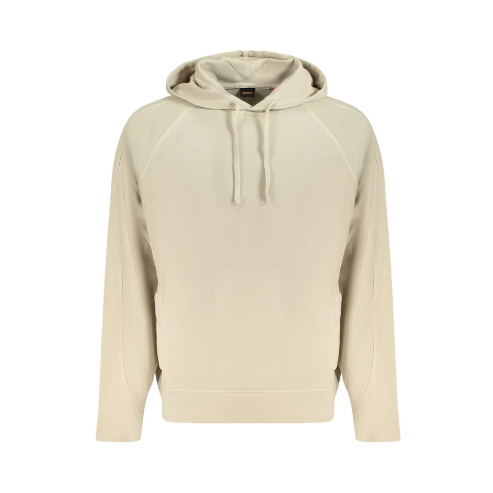 Hugo Men's Beige Hoodies, M, Regenerative Cotton Hoodie With Logo
