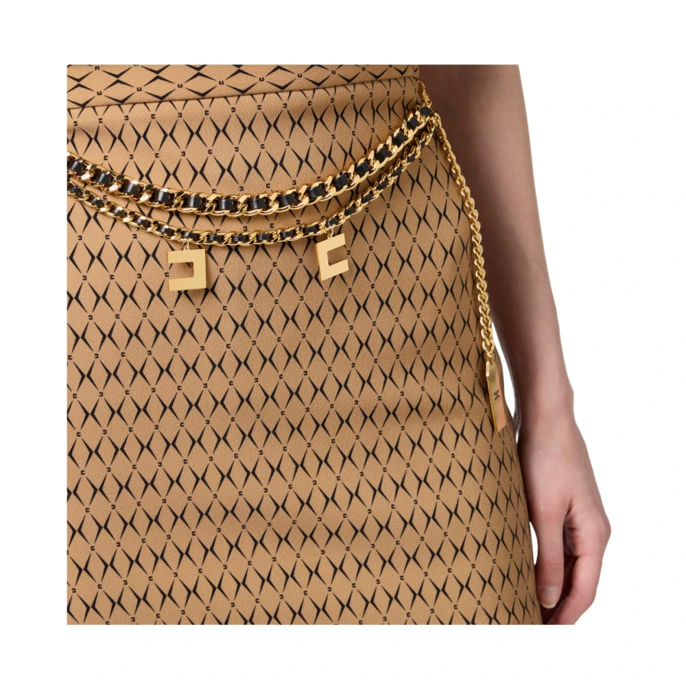 Elisabetta Franchi Elegante Plooirok Beige Dames
