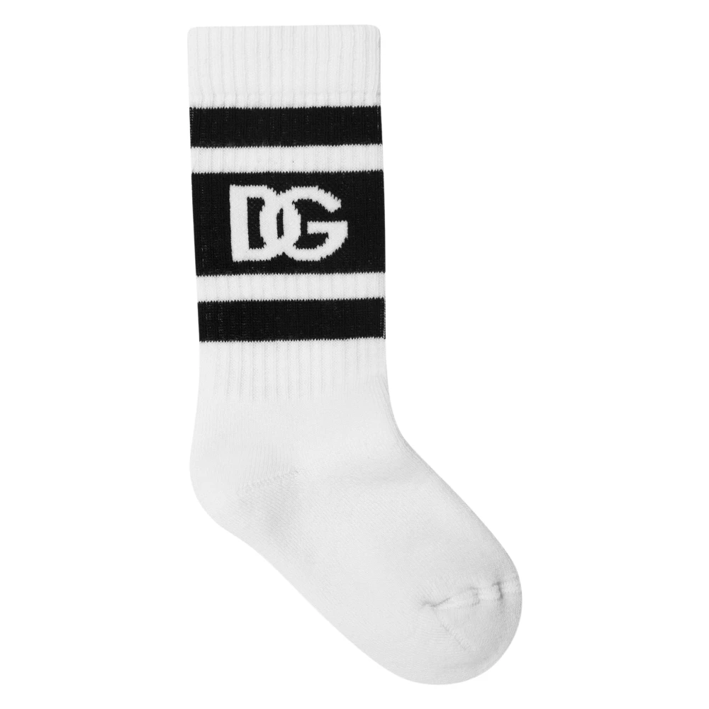 Dolce & Gabbana Logo Socks - Male - Kids Socks - White - L - Kids