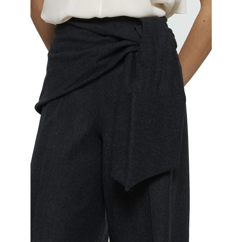 Max Mara Donkergrijze Wollen Broek Wijde Pijp Gray Dames