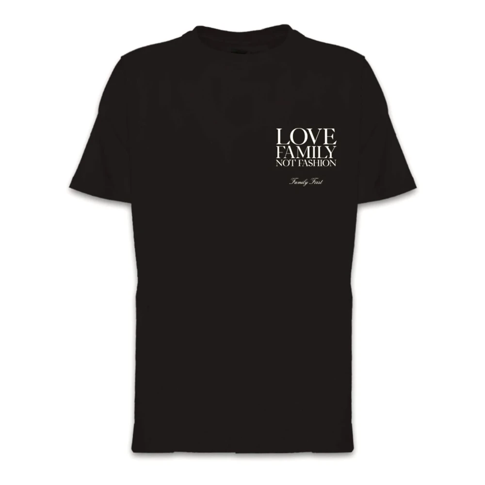 Family First Zwarte katoenen T-shirt met sloganprint Black Heren