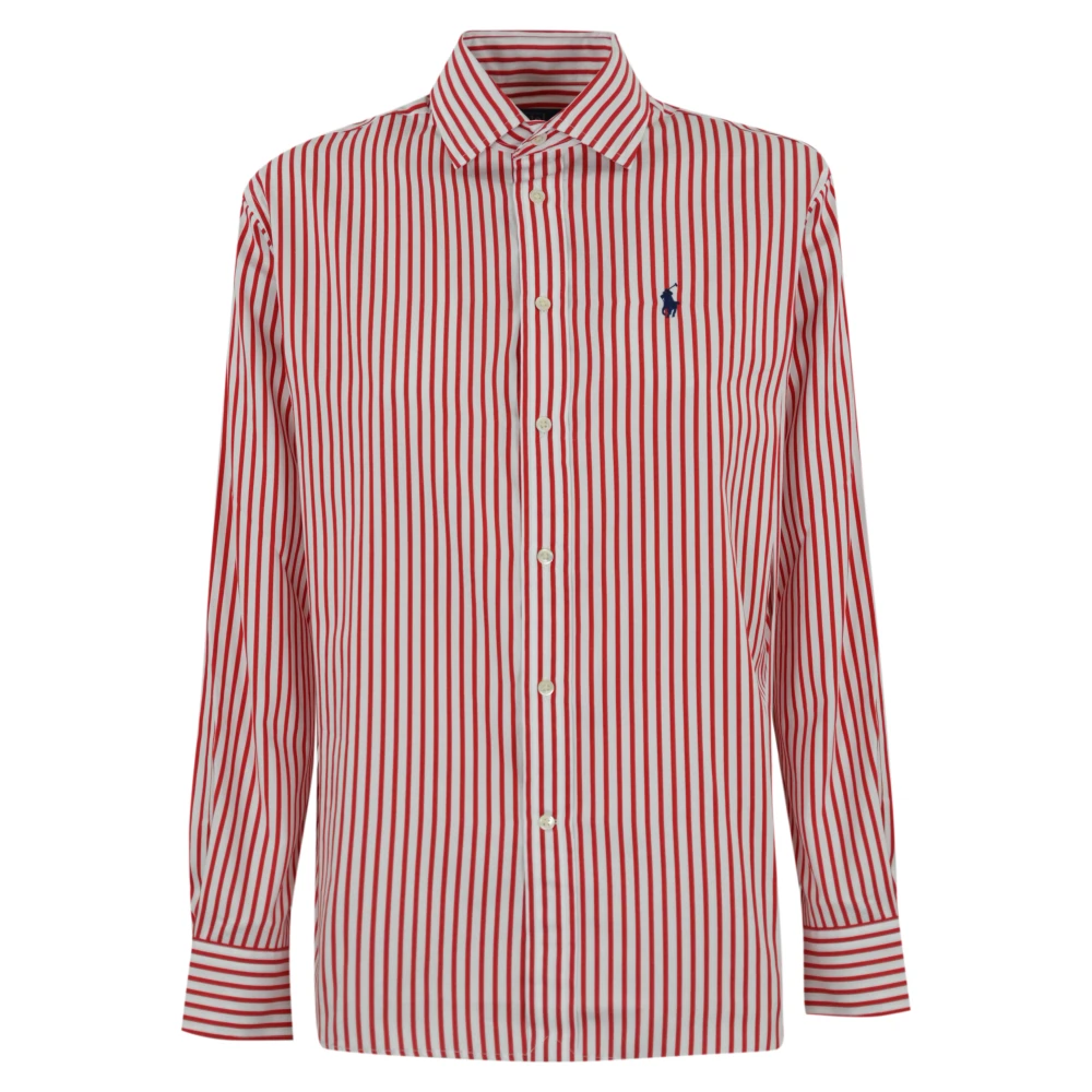 Polo Ralph Lauren Gestreept Katoenen Overhemd Rood Red Dames