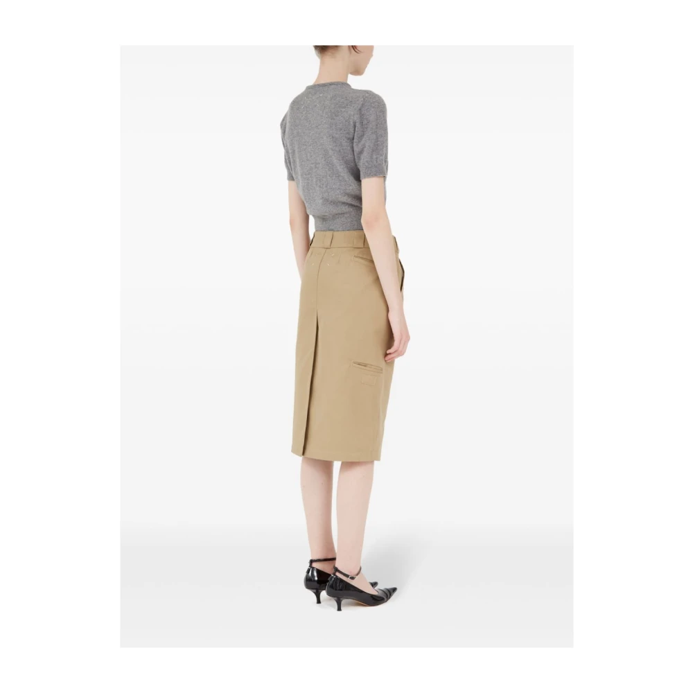 Maison Margiela Beige Katoenmix Rok met Split Brown Dames