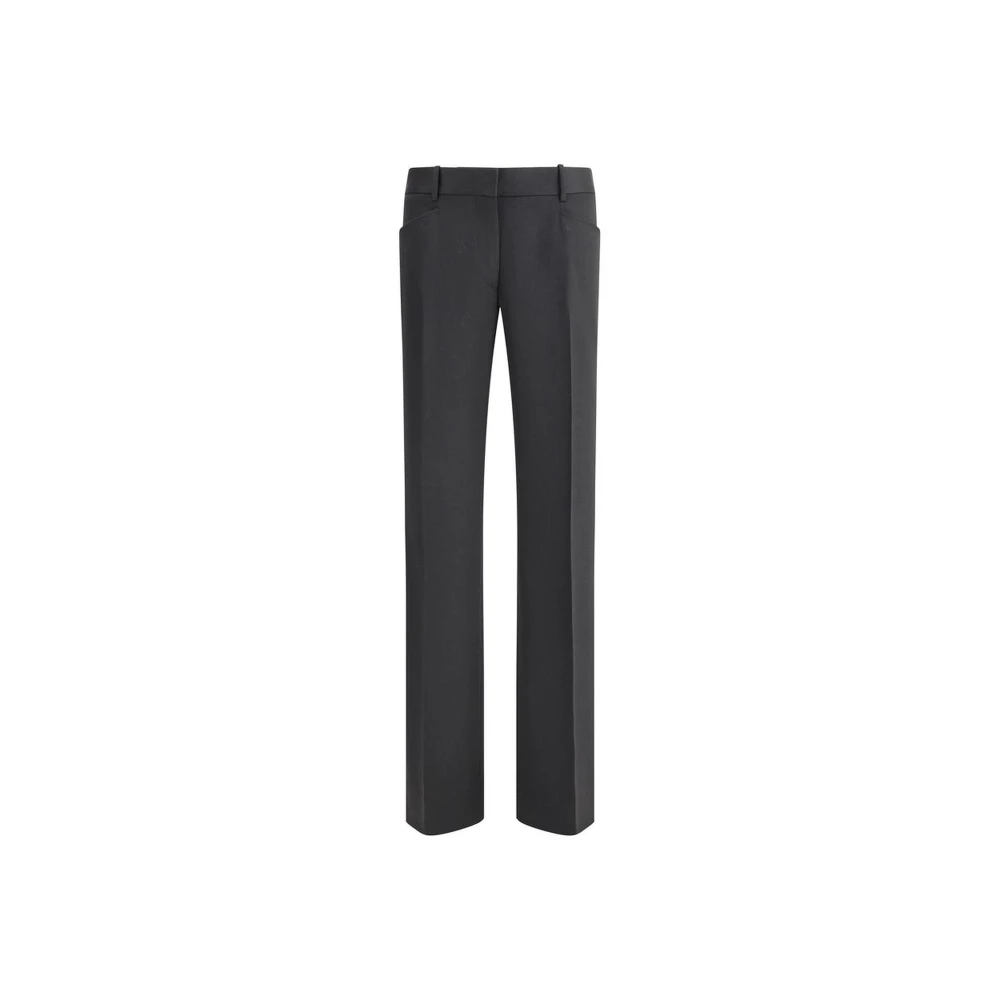 Tom Ford Wollen broek met middelhoge taille en vier zakken Black Dames