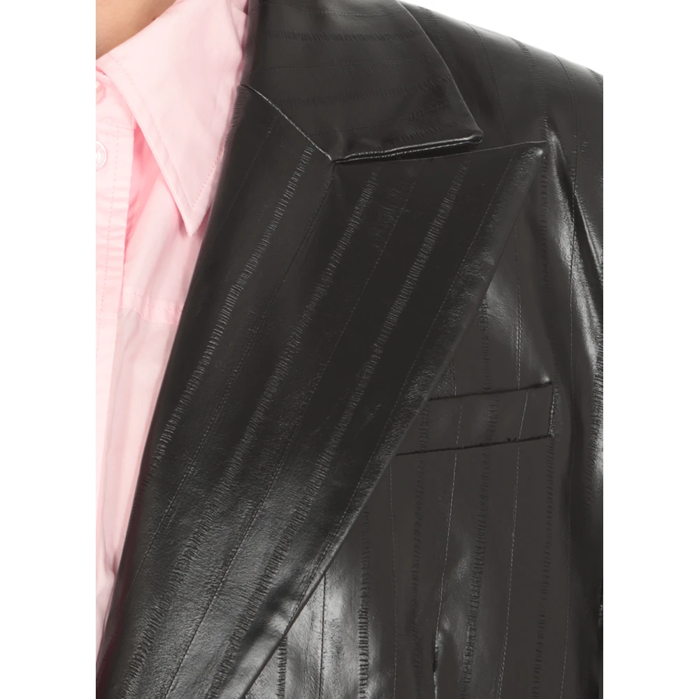 Rotate Birger Christensen Zwarte Viscose Blazer Peak Revers Black Dames