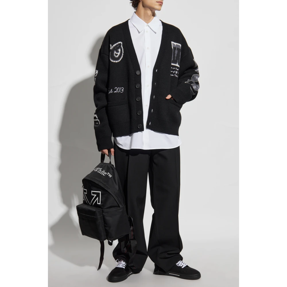 Off White Wollen vest met logo Black Heren