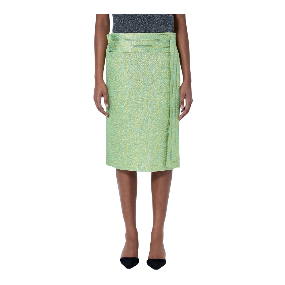 Marni , Midi Skirts, Female, Green, Xs, Wrap-Effect Midi Skirt