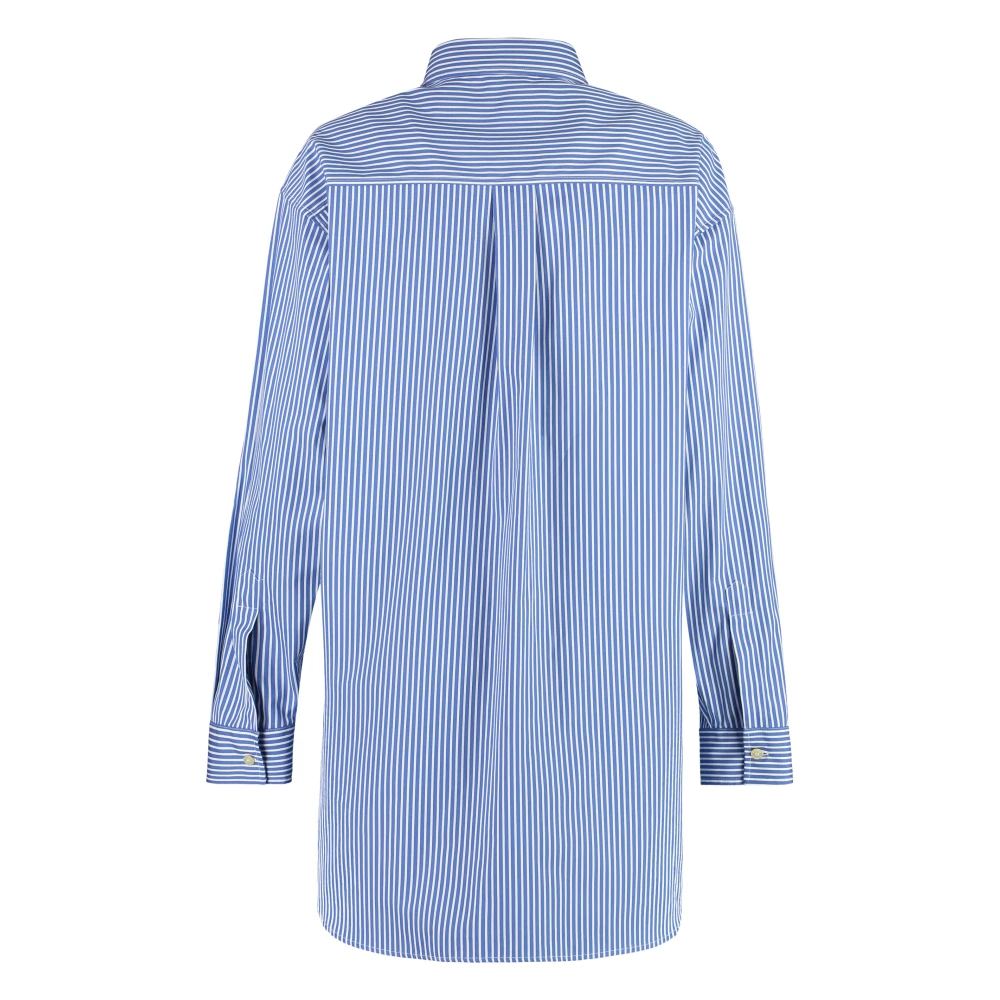 ETRO Gestreept katoenen shirt met afgeronde zoom Blue Dames