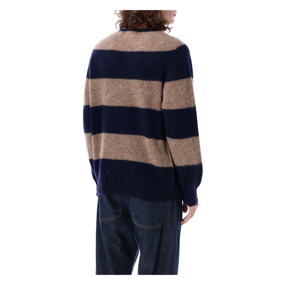 YMC You Must Create Navy Stripe Gebreide Trui Aw24 Multicolor Heren
